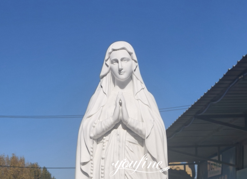 Marble Virgin Mary Statue details