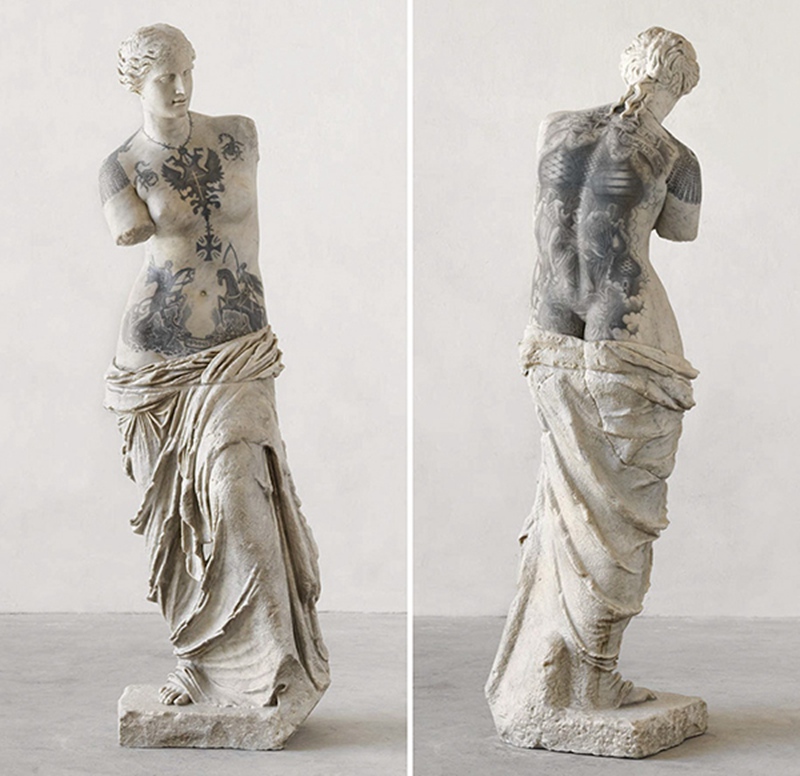 getatoeëerde marmeren Venus zonder armen