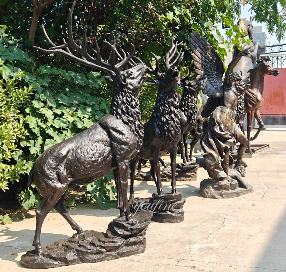 life-size Bronze deer sculpture