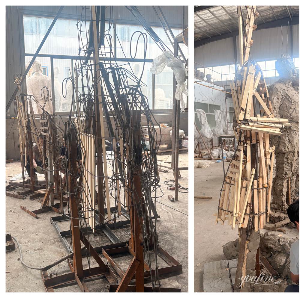 bronze sculpture made of Building the Clay Model skeleton