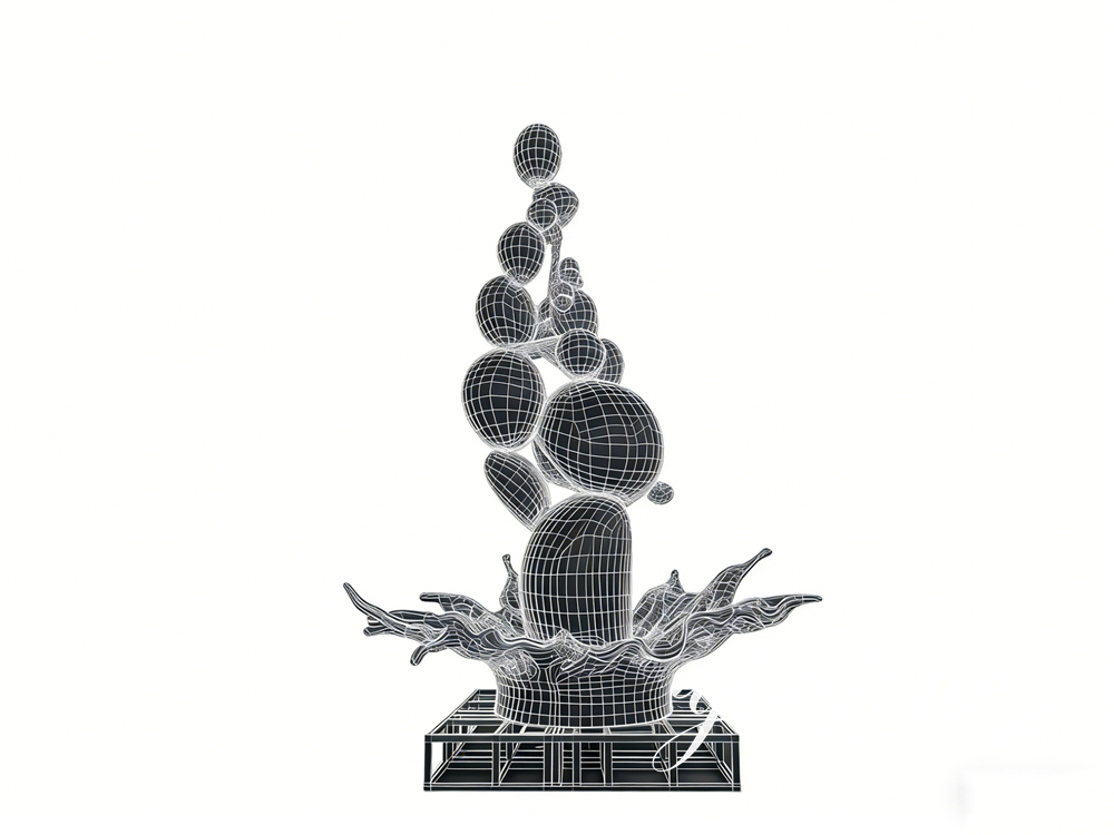 Cascade of Spheres sculpture design drawings