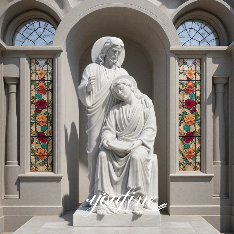 Life size Christ and Saint John the Evangelist marble statue for church