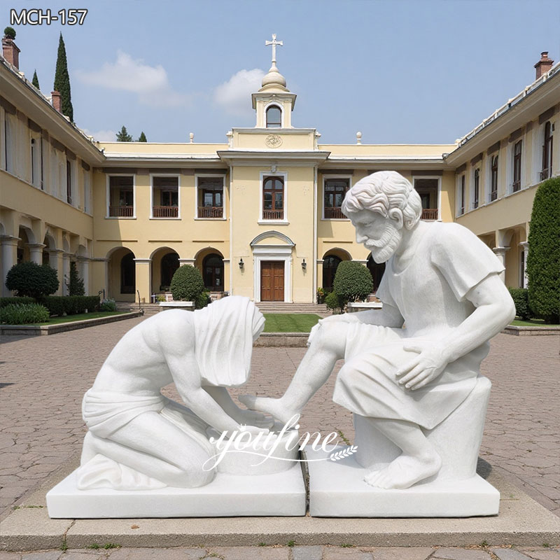 Marble statue of Jesus Washing Disciples' Feet