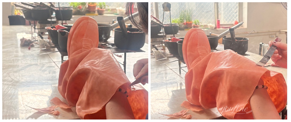 bronze sculpture made of Refining the wax shell