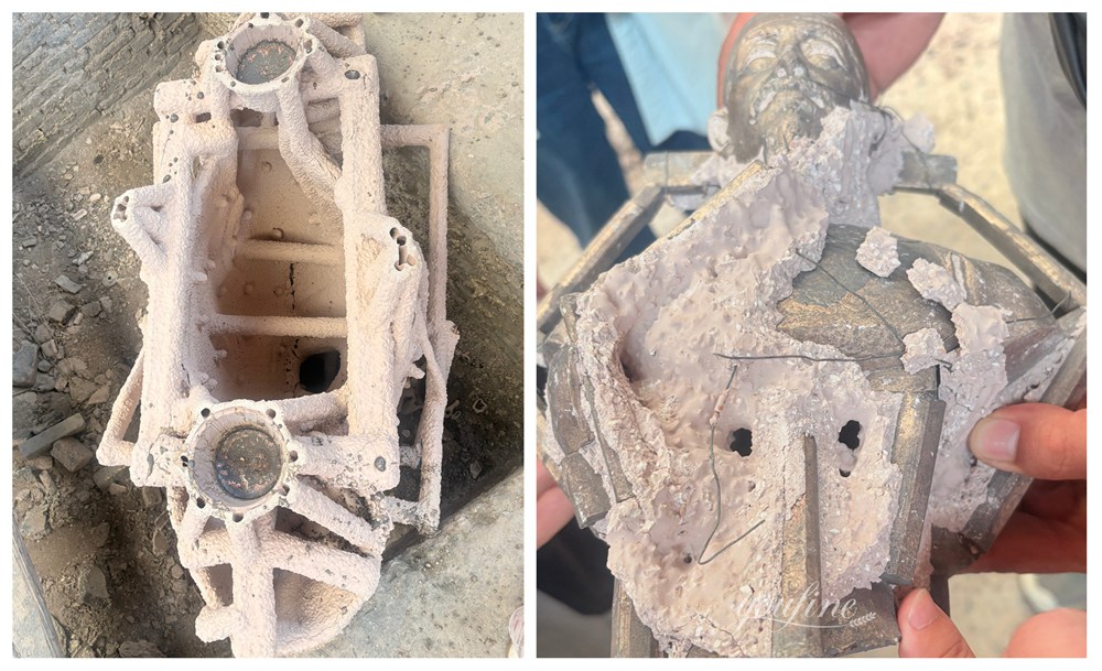 bronze sculpture made of components that have already been cast