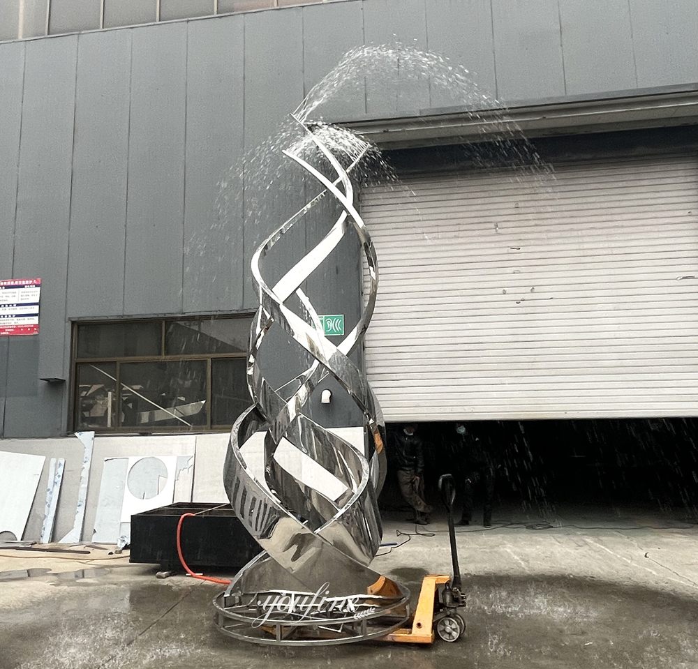 Fontaine abstraite moderne en acier inoxydable