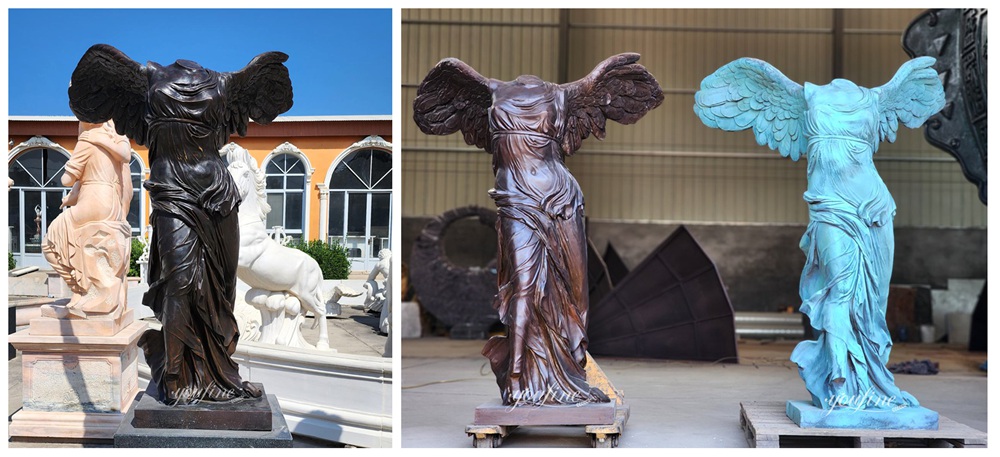 famous Winged Victory Sculptures in Various Colors