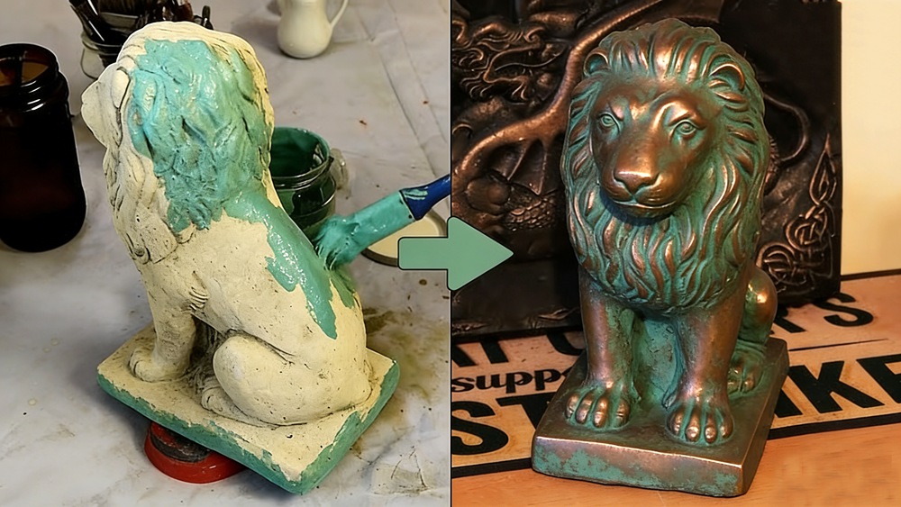 fake bronze lion sculpture