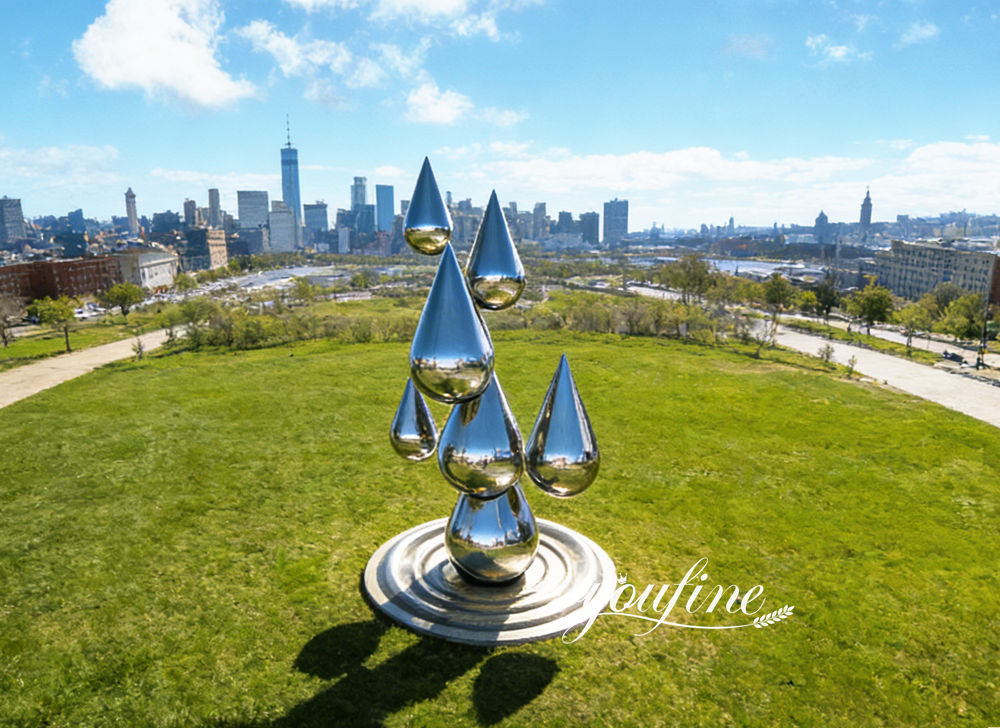 Custom 5m Mirror Polished Stainless Steel Water Drop Sculpture Project for India