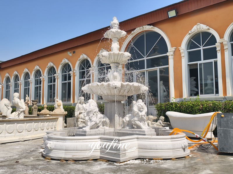 Hand carved marble fountain details