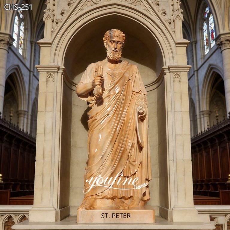 6 ft Sunset Red Marble Saint Peter Outdoor Statue CHS-251