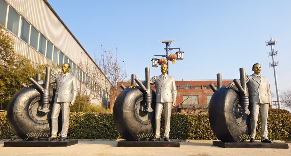 life-size three Custom Tire and Figure Sculpture (After Patina)