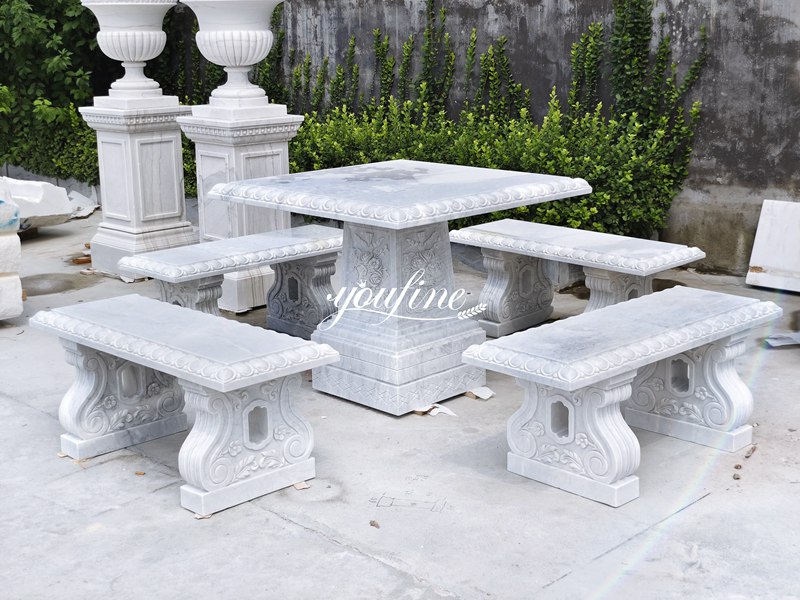 Elegant marble tables and seating sets