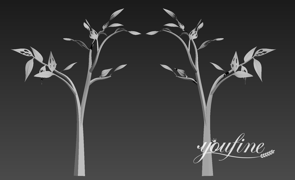 3D drawing of abstract tree sculpture