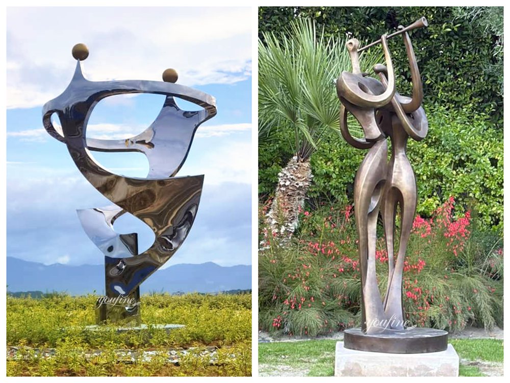 lifesize Abstract figure Sculptures in Stainless Steel and Bronze