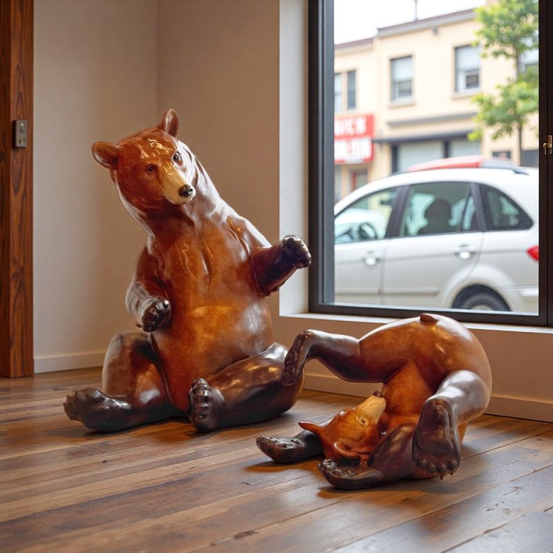 Adorable Abstract Bear Family Sculpture in the Living Room