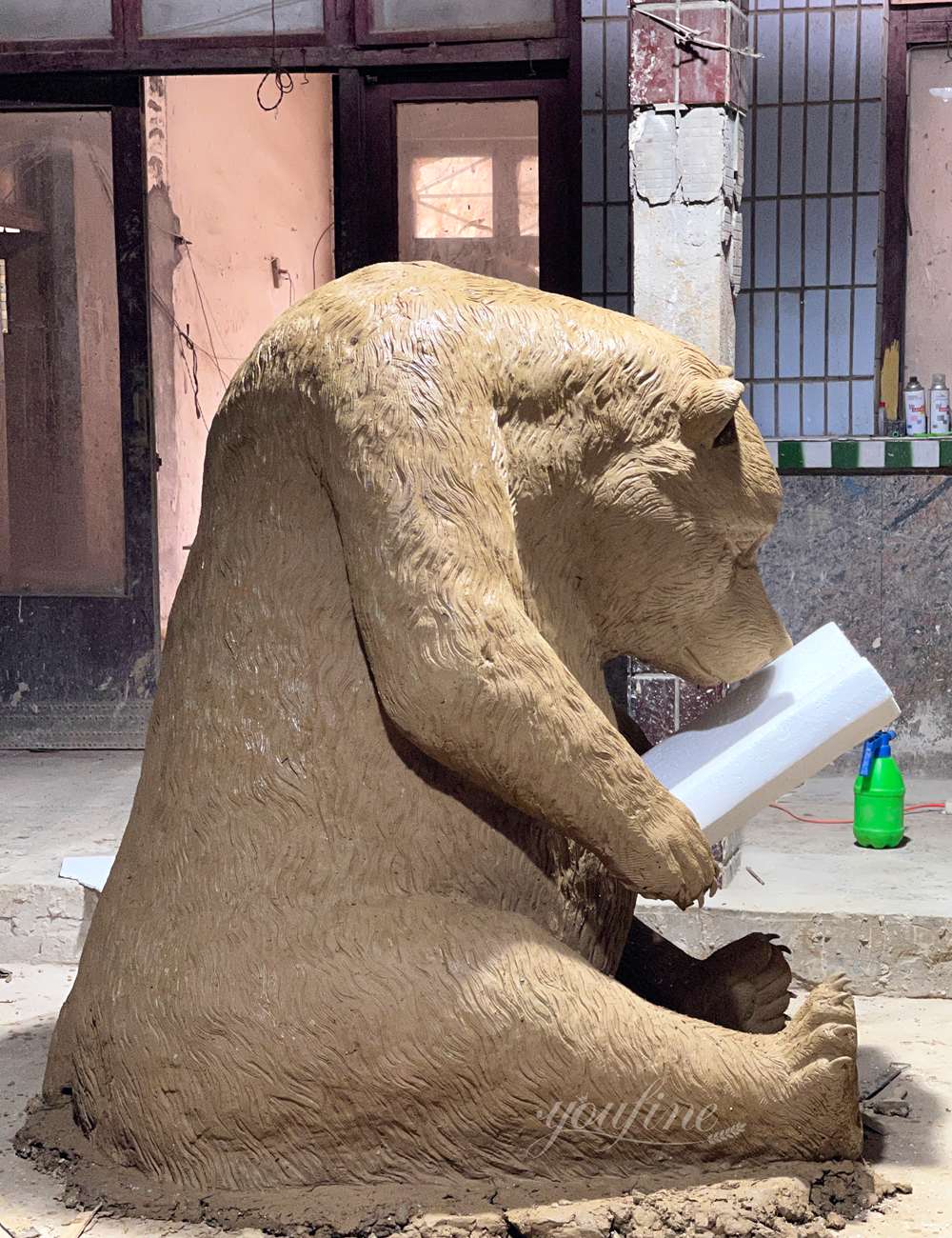 Bear Reading a Book Clay Model