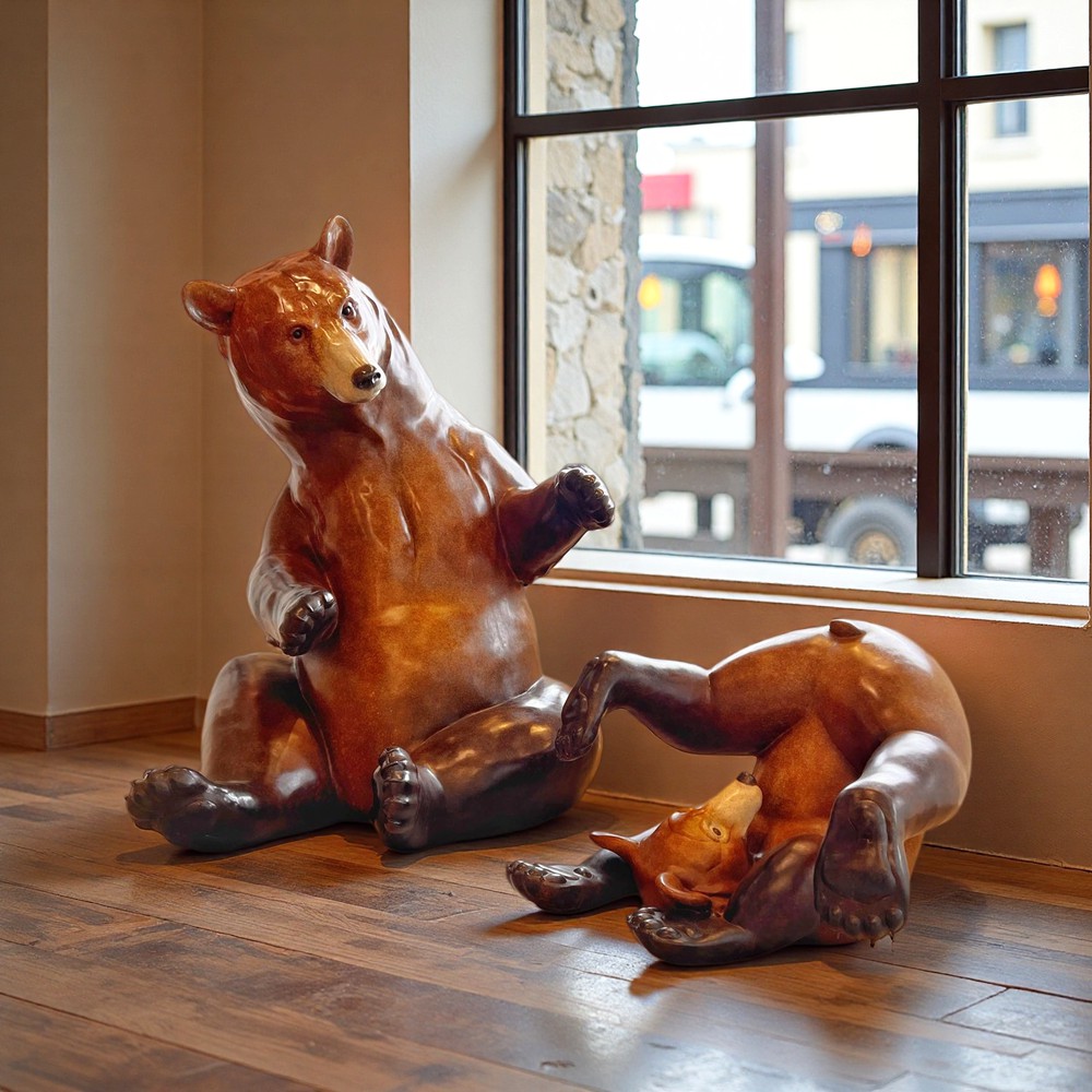 Bronze Abstract Bear Sculpture in the Living Room
