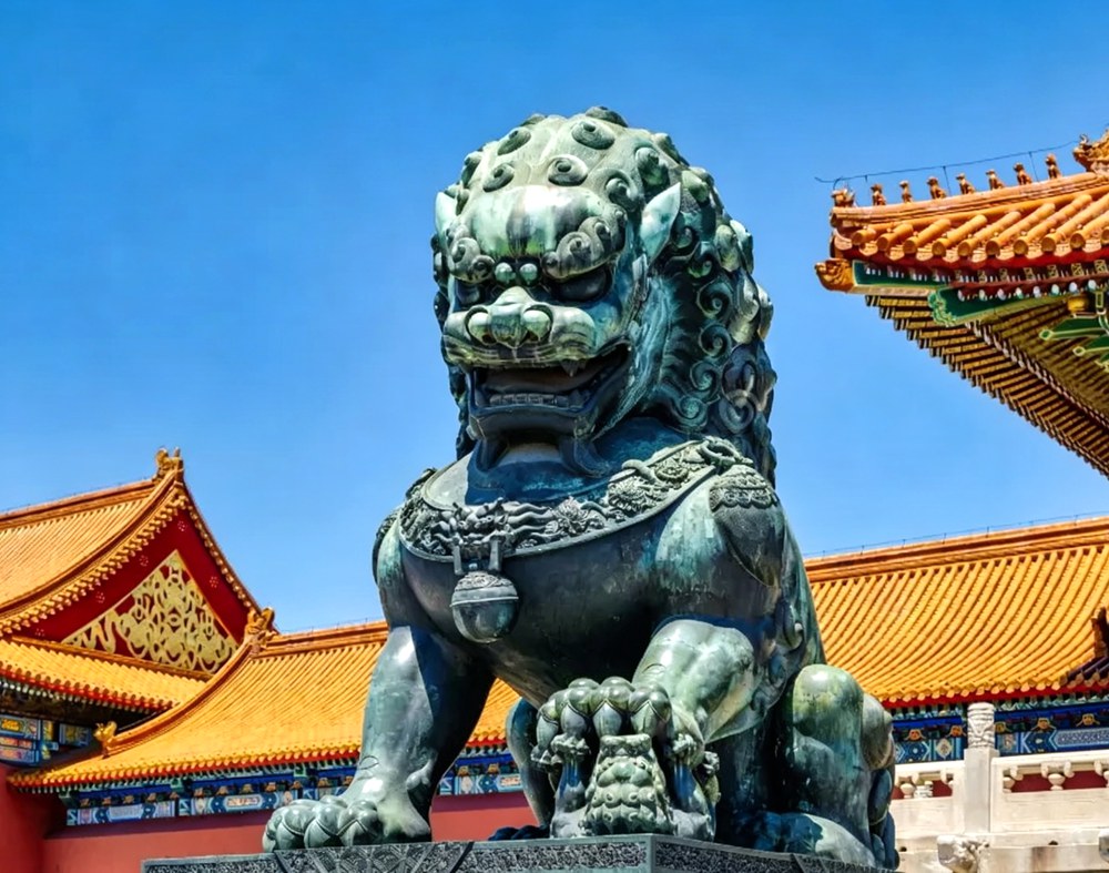 Bronze Lion Sculptures at the Forbidden City