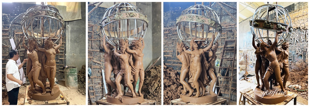 Clay Models of Four Standing Female Sculptures