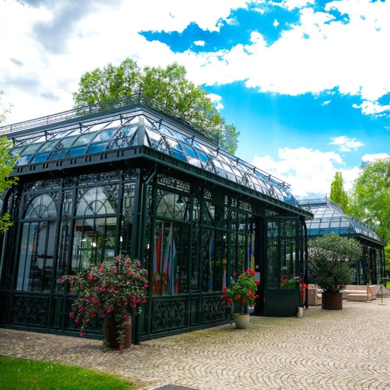 green Custom Castle Glass Conservatory