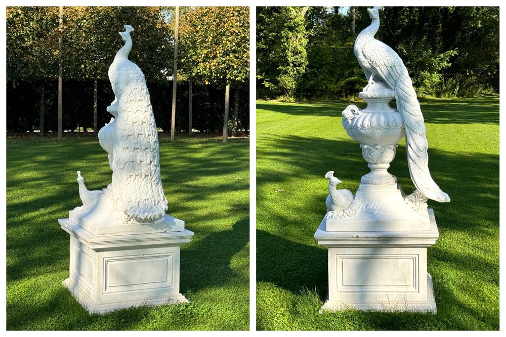 French castle marble Peacock planter feedback
