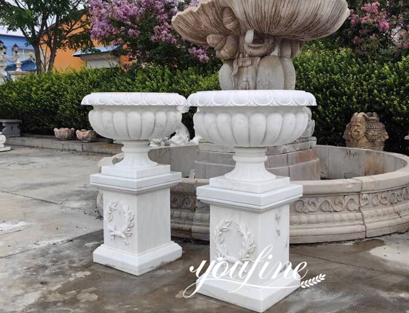 Hand-carved marble planters
