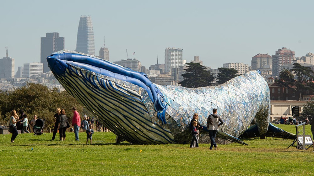 Plastic Whale Sculpture