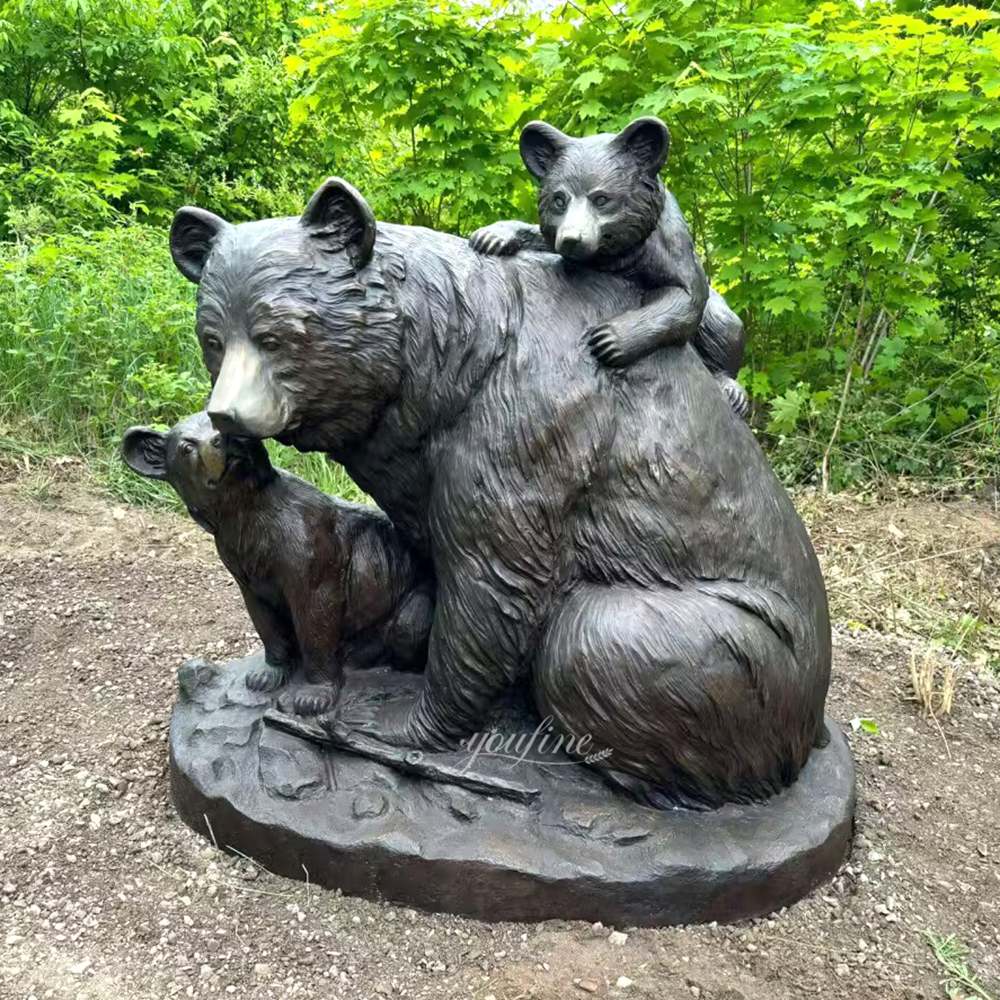 High Quality Mother and Cub Bear Sculpture at a British Client's Estate