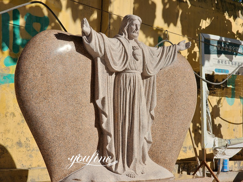 Granite Jesus Statue headstone for Cemetery