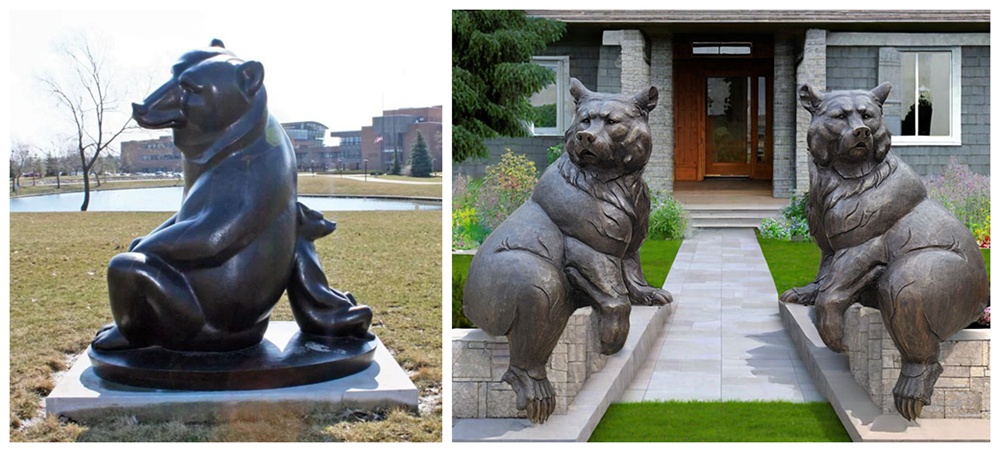 black Abstract Bear Sculpture at the Entrance