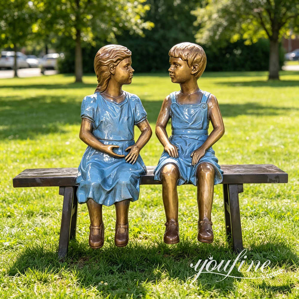 bronze children statue