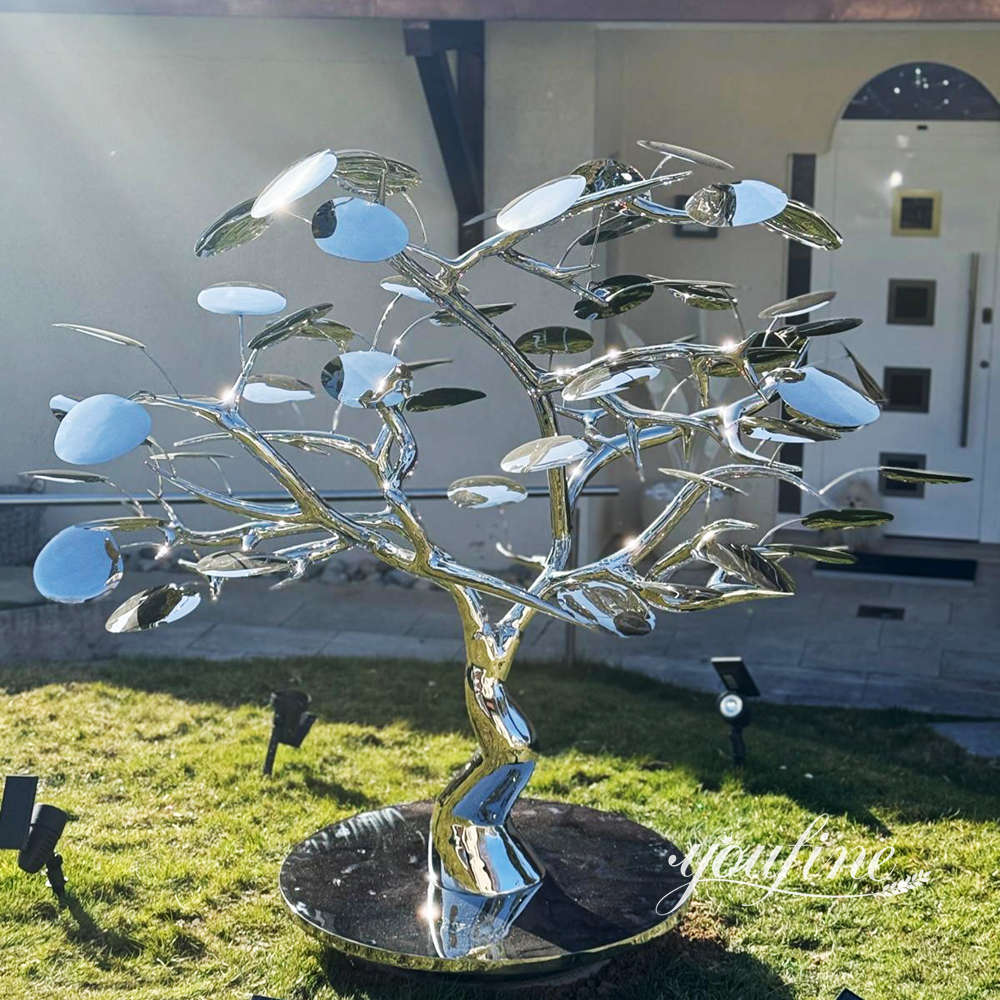 client feedback mirror polished tree sculpture switzerland