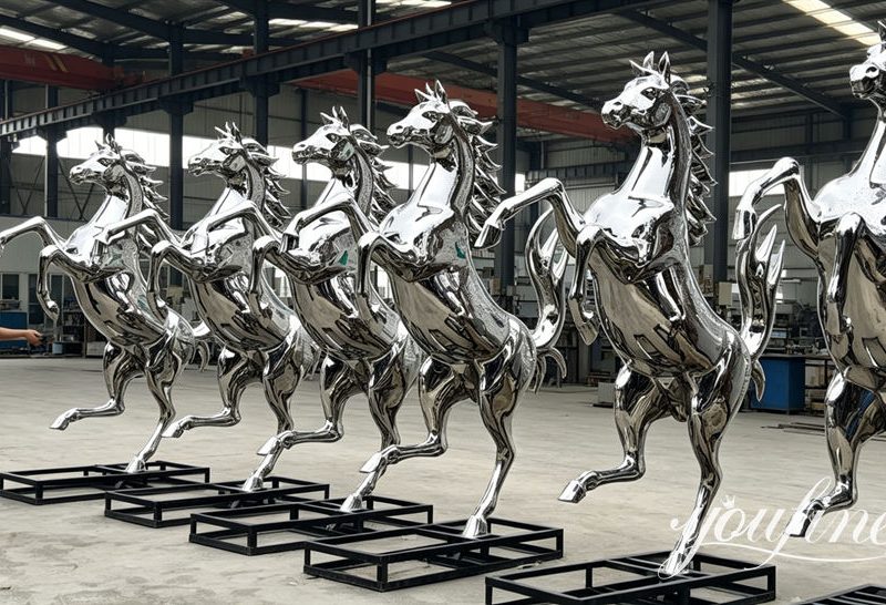 Custom 8ft Stainless Steel Prancing Horse Sculpture Project- YouFine