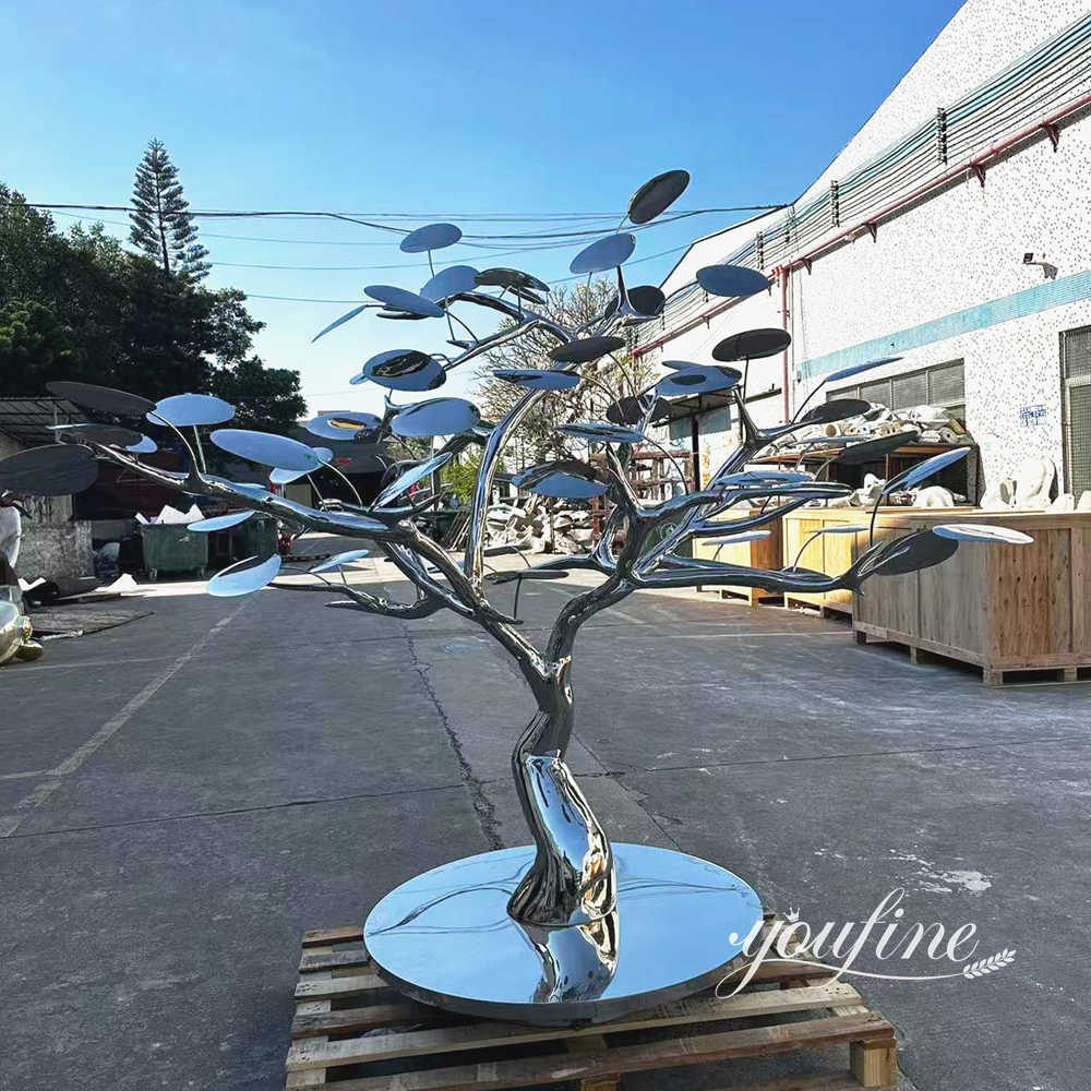 high polished tree sculpture completed