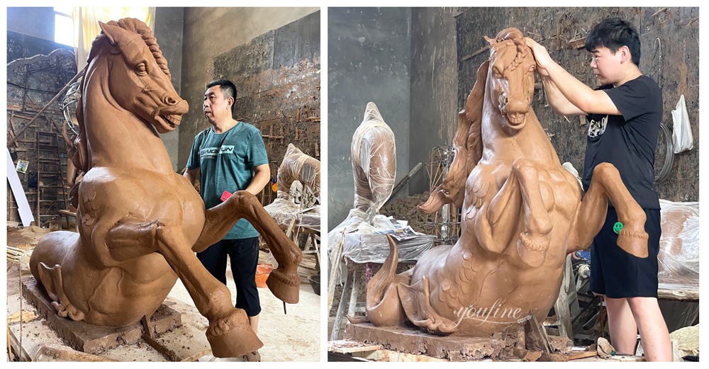 horse statue clay model