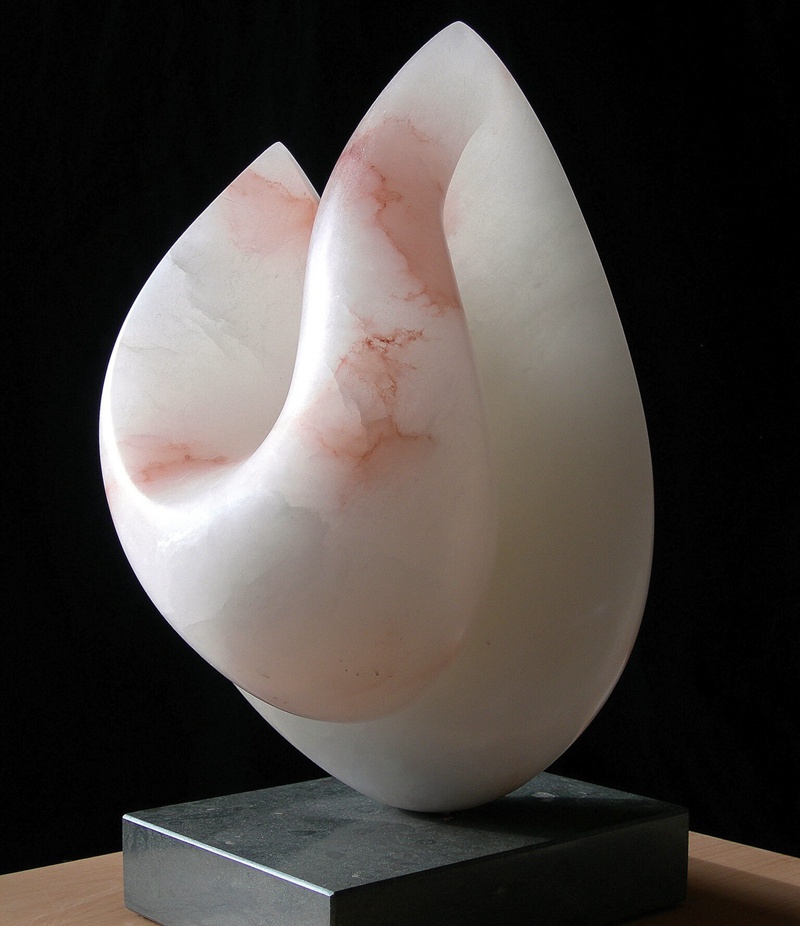 white alabaster abstract sculpture