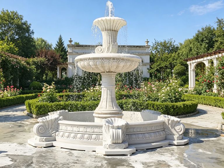 Large Outdoor Tiered Fountain in Marble