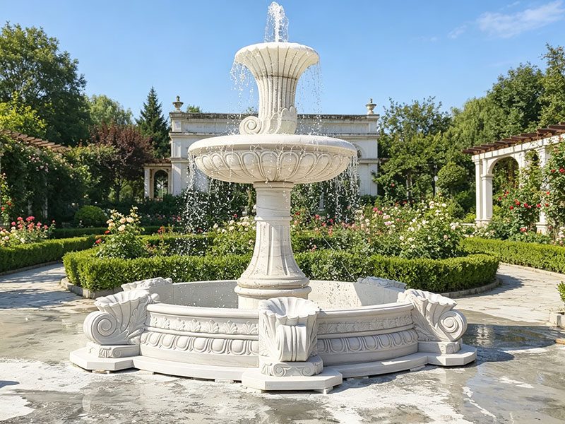 Large Outdoor Tiered Fountain in Marble