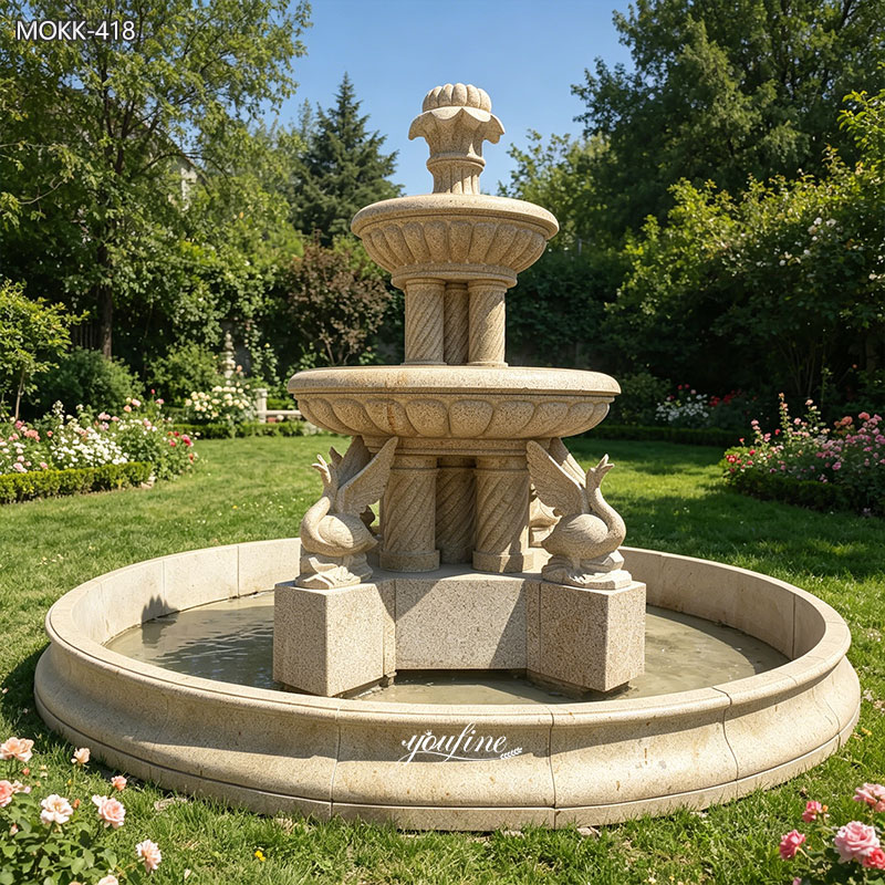 Beige Marble Swan Water Fountain