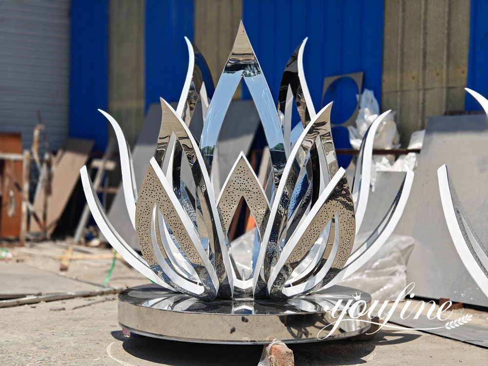 Finished stainless steel lotus sculptures before delivery (1)