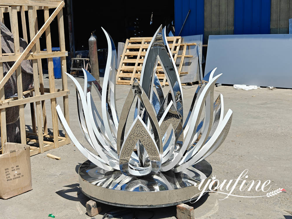 Finished stainless steel lotus sculptures before delivery (3)