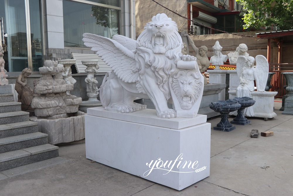 Flying Lion Marble Statue