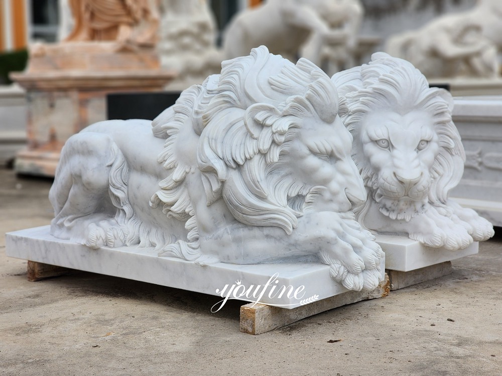 Marble Lying Lion Statue