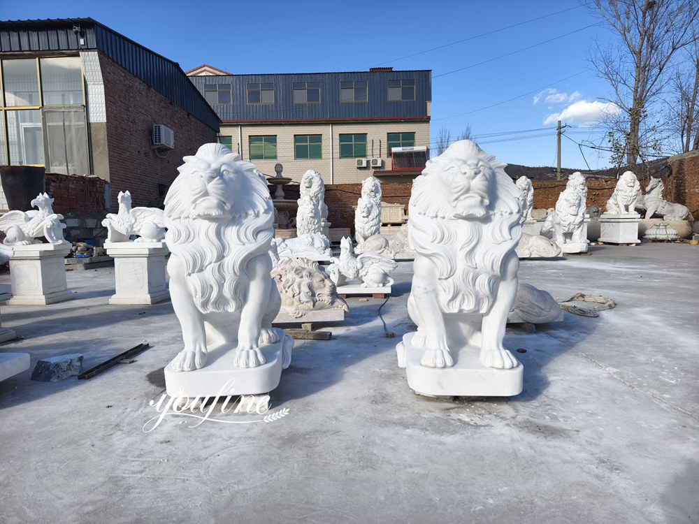 Marble Sitting Lion Statue