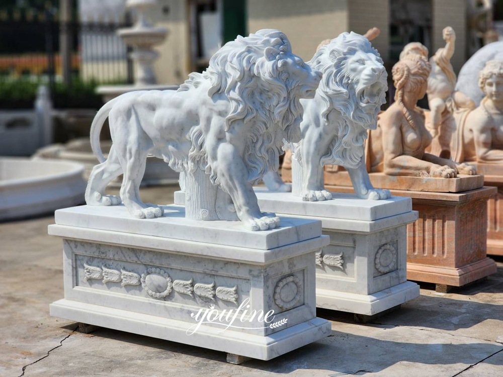 Marble Walking Lion Statue