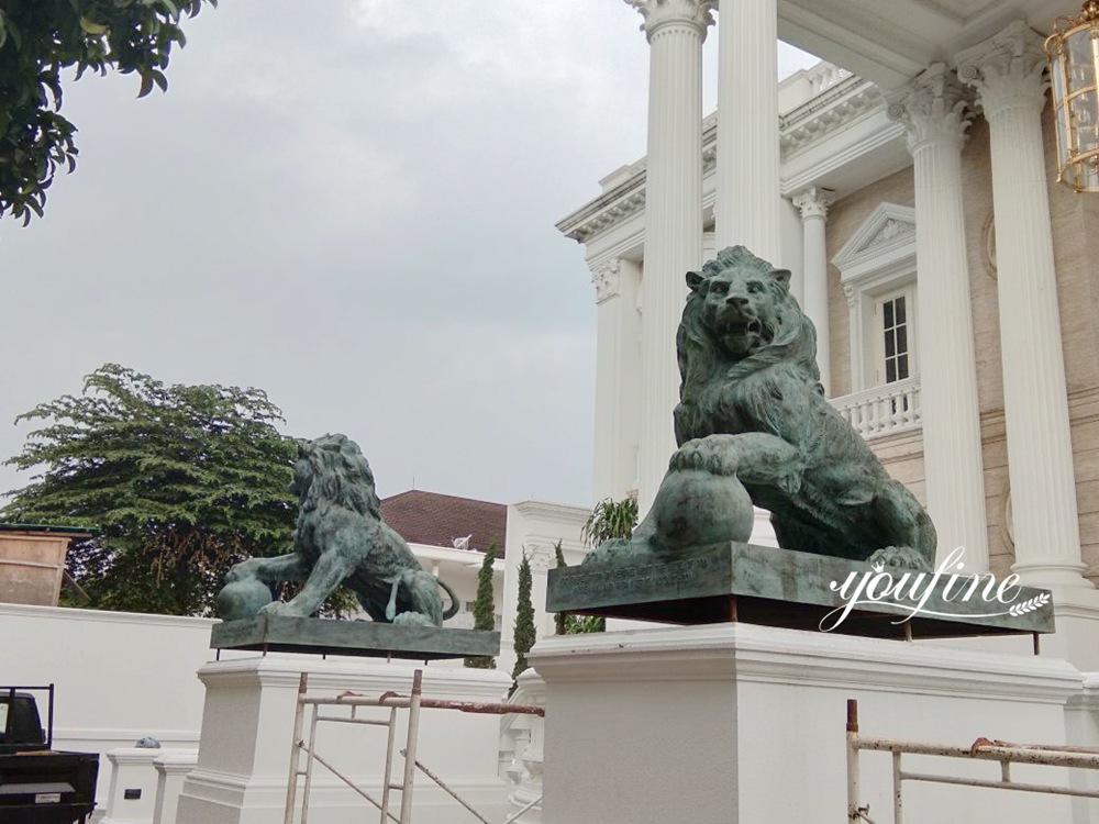 bronze lion with ball statue feedback