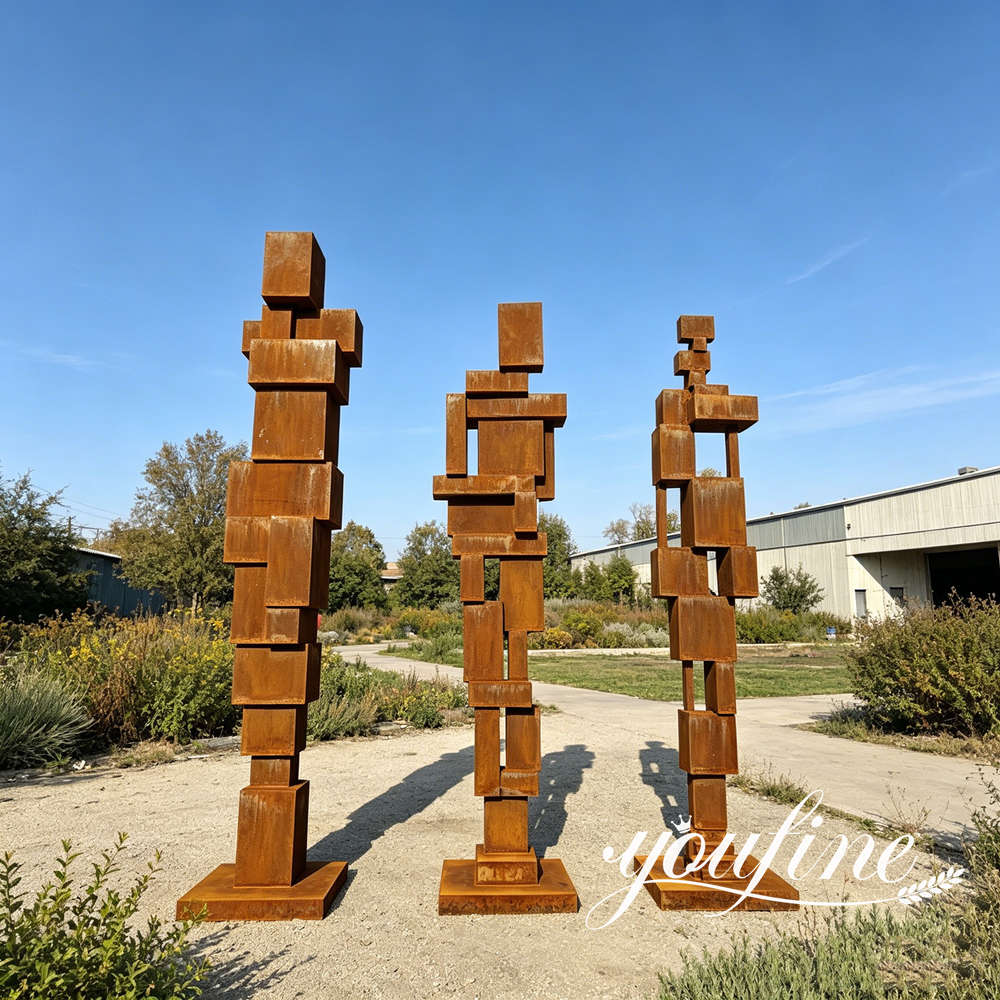 Large Corten Steel Cube Sculpture