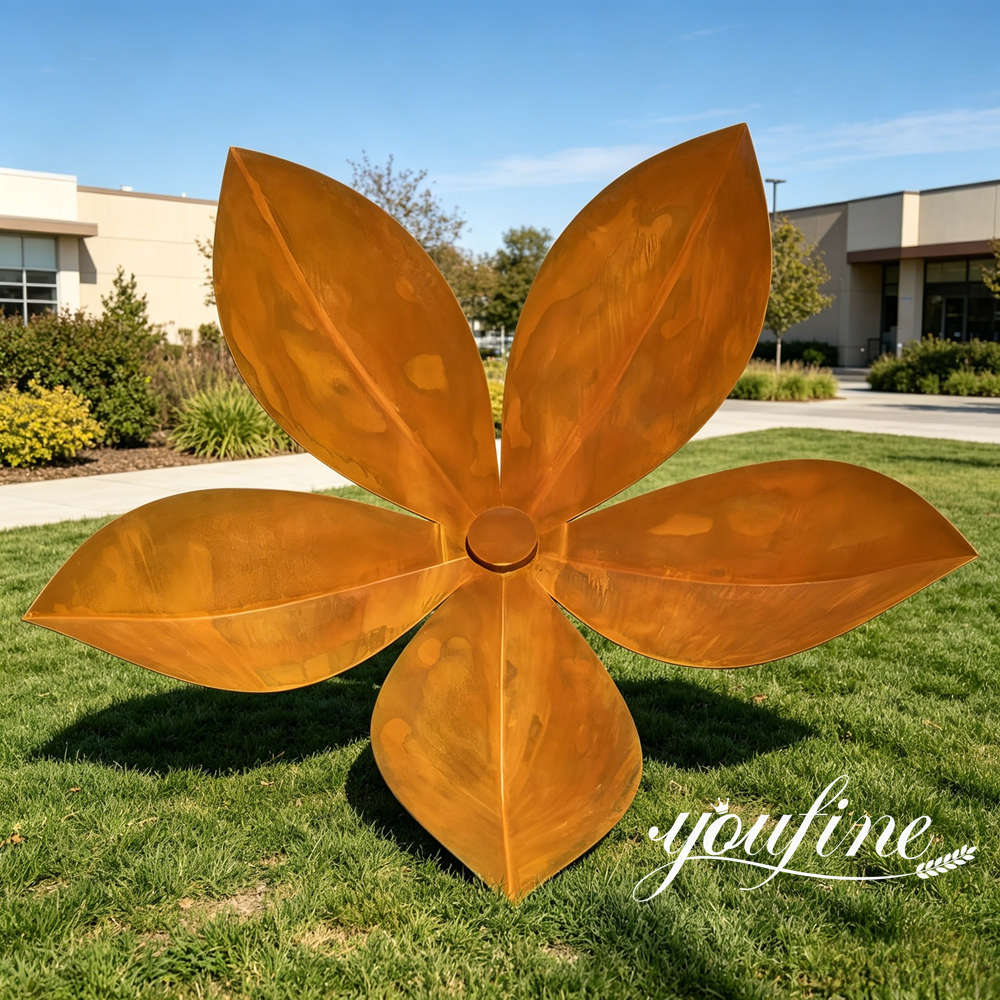 Large Corten Steel Flower Sculpture SCW-029