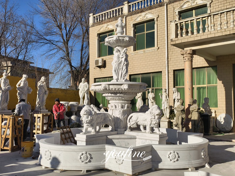 large marble lion fountain